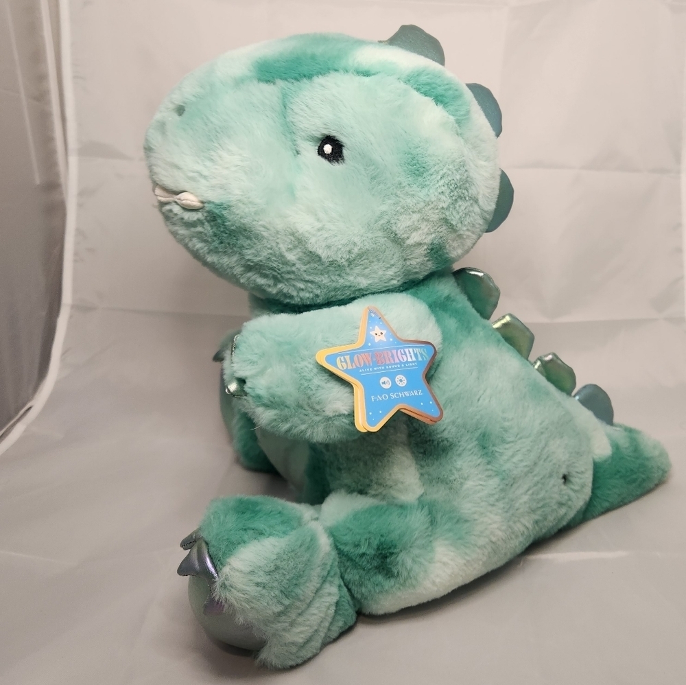 12" FAO Schwarz Glow Brights LED with Sound Dinosaur Toy Plush - Picture 4 of 15